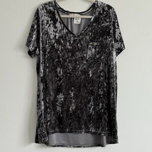 Spring + Mercer‎ Velvet Tee Women XXL Whimsy Goth Grey Metallic Party
